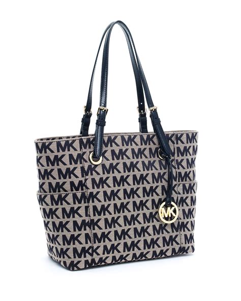 michael kors black and white tote bag|michael kors black canvas tote.